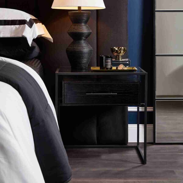 Vogue Bedside Table - Small Black - Image 2