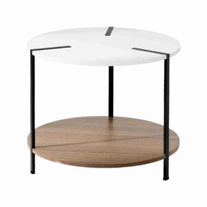 Artiss Coffee Table Side Table Round White Cedric